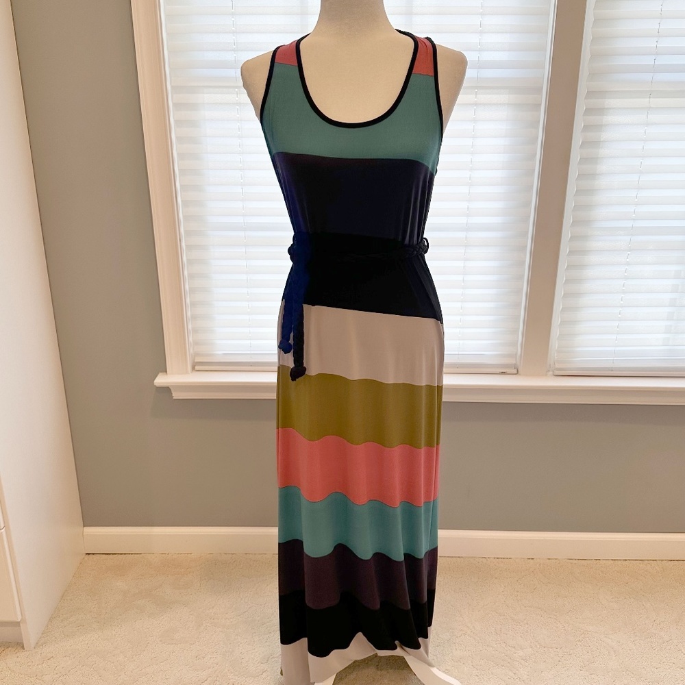 Unique, Vintage Maxi dress by Green Envelope. Optional Black Twisted Rope Belt